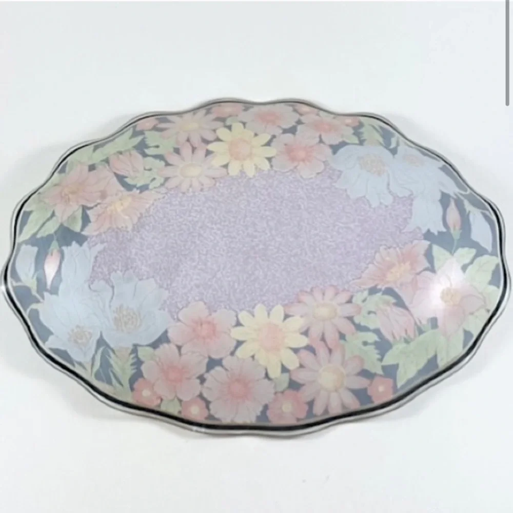 Glass floral vanity trinket tray (1/2)